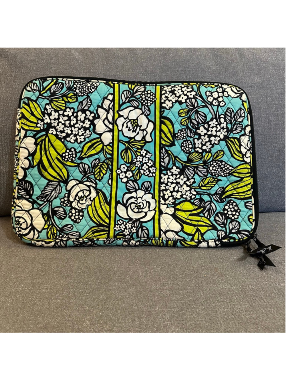 Vera Bradley Blue Green Floral Quilted Laptop Case 17x12.5
